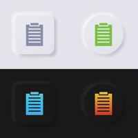 conjunto de iconos de portapapeles, diseño de interfaz de usuario suave de botón de neumorfismo multicolor para diseño web, interfaz de usuario de aplicación y más, botón, vector. vector