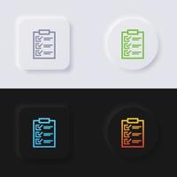 conjunto de iconos de formulario de lista de verificación, diseño de interfaz de usuario suave de botón de neumorfismo multicolor para diseño web, interfaz de usuario de aplicación y más, botón, vector. vector