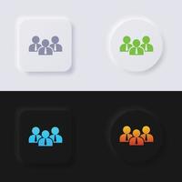 conjunto de iconos de grupo de personas, diseño de interfaz de usuario suave de botón de neumorfismo multicolor para diseño web, interfaz de usuario de aplicación y más, botón, vector. vector