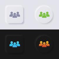 conjunto de iconos de grupo de personas, diseño de interfaz de usuario suave de botón de neumorfismo multicolor para diseño web, interfaz de usuario de aplicación y más, botón, vector. vector