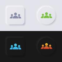 conjunto de iconos de grupo de personas, diseño de interfaz de usuario suave de botón de neumorfismo multicolor para diseño web, interfaz de usuario de aplicación y más, botón, vector. vector