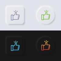 conjunto de iconos de pulgar hacia arriba, diseño de interfaz de usuario suave de botón de neumorfismo multicolor para diseño web, interfaz de usuario de aplicación y más, botón, vector. vector