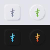 conjunto de iconos de símbolo usb, diseño de interfaz de usuario suave de botón de neumorfismo multicolor para diseño web, interfaz de usuario de aplicación y más, botón, vector. vector