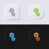 conjunto de iconos de cog, diseño de interfaz de usuario suave de botón de neumorfismo multicolor para diseño web, interfaz de usuario de aplicación y más, botón, vector. vector