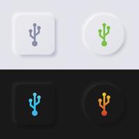 conjunto de iconos de símbolo usb, diseño de interfaz de usuario suave de botón de neumorfismo multicolor para diseño web, interfaz de usuario de aplicación y más, botón, vector. vector