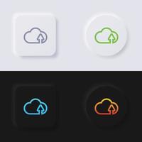 conjunto de iconos de carga en la nube, diseño de interfaz de usuario suave de botón de neumorfismo multicolor para diseño web, interfaz de usuario de aplicación y más, botón, vector. vector