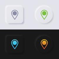 Location pinpoint icon set, Multicolor neumorphism button soft UI Design for Web design, Application UI and more, Button, Vector. vector