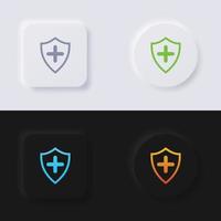 conjunto de iconos de escudo, diseño de interfaz de usuario suave de botón de neumorfismo multicolor para diseño web, interfaz de usuario de aplicación y más, botón, vector. vector