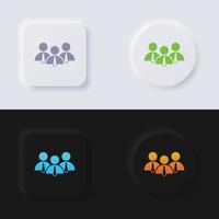 conjunto de iconos de grupo de personas, diseño de interfaz de usuario suave de botón de neumorfismo multicolor para diseño web, interfaz de usuario de aplicación y más, botón, vector. vector