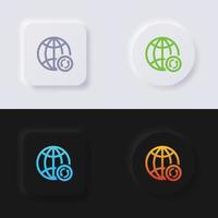 Globe icon with circular rotation arrow symbol icon set, Multicolor neumorphism button soft UI Design for Web design, Application UI and more, Button, Vector. vector