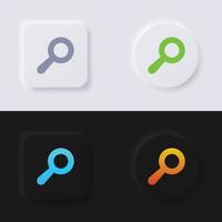 conjunto de iconos de lupa, botón de neumorfismo multicolor diseño de interfaz de usuario suave para diseño web, interfaz de usuario de aplicación y más, botón, vector. vector