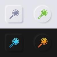 conjunto de iconos de lupa, botón de neumorfismo multicolor diseño de interfaz de usuario suave para diseño web, interfaz de usuario de aplicación y más, botón, vector. vector