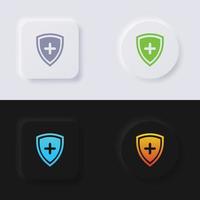 conjunto de iconos de escudo, diseño de interfaz de usuario suave de botón de neumorfismo multicolor para diseño web, interfaz de usuario de aplicación y más, botón, vector. vector