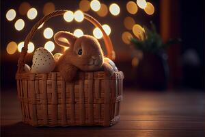 rabbit and egg Easter Day April 9 important day Christianity To commemorate the resurrection of Jesus symbol of hope rebirth and forgiveness Easter Egg Hunt decorated eggs patterns and bright colors photo