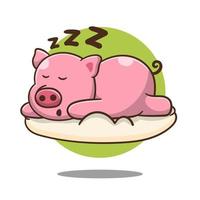 ilustración de lindo cerdo de dibujos animados durmiendo, diseño vectorial, bueno para pegatina, icono vectorial. vector