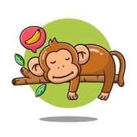 ilustración de lindo mono de dibujos animados durmiendo, diseño vectorial, bueno para pegatina, icono vectorial. vector