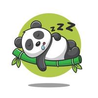 ilustración de lindo panda de dibujos animados dormir en bambú, diseño vectorial. vector