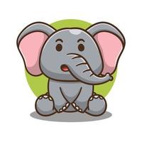 ilustración de lindo elefante de dibujos animados sentado, diseño vectorial. vector