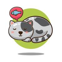 illustration of cute cartoon cat sleeping, vector design, good for sticker, vector icon.