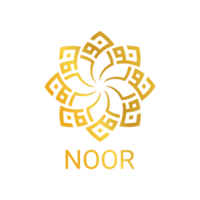 nombre árabe noor con hermosa caligrafía dorada, que significa hermosa luz en inglés png