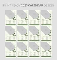 Editable illustration page template A4, A3, set of 12 months with cover. Week start on Sunday. Vertical editable page, wall calendar vector illustration. Simple corporate card, planner. 2023 calendar.