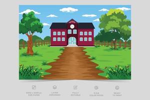 School building nature scene. A scene of school. Natural environment scenes landscape vector