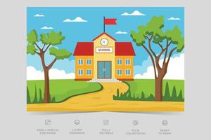 School building nature scene. A scene of school. Natural environment scenes landscape vector