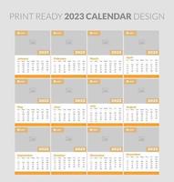 Editable illustration page template A4, A3, set of 12 months with cover. Week start on Sunday. Vertical editable page, wall calendar vector illustration. Simple corporate card, planner. 2023 calendar.