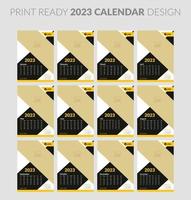 Editable illustration page template A4, A3, set of 12 months with cover. Week start on Sunday. Vertical editable page, wall calendar vector illustration. Simple corporate card, planner. 2023 calendar.