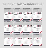 plantilla de página de ilustración editable a4, a3, conjunto de 12 meses con portada. inicio de semana el domingo. página editable vertical, ilustración de vector de calendario de pared. tarjeta corporativa simple, planificador. calendario 2023.