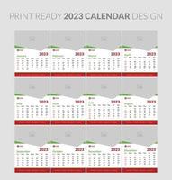 Editable illustration page template A4, A3, set of 12 months with cover. Week start on Sunday. Vertical editable page, wall calendar vector illustration. Simple corporate card, planner. 2023 calendar.