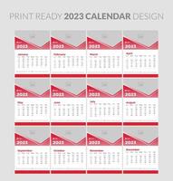 Editable illustration page template A4, A3, set of 12 months with cover. Week start on Sunday. Vertical editable page, wall calendar vector illustration. Simple corporate card, planner. 2023 calendar.