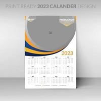 Editable illustration page template A4, A3. Week start on Sunday. Vertical editable page, wall calendar vector illustration. Simple corporate card, planner. 2023 calendar.