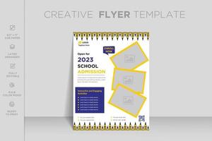 School admission flyer design template. Back to school admission social media post or back to school web banner template or square flyer poster, School admission social media post. vector