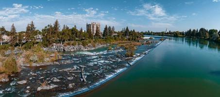 Aerial view of the water fall that the city of Idaho Falls, ID USA is named after. photo