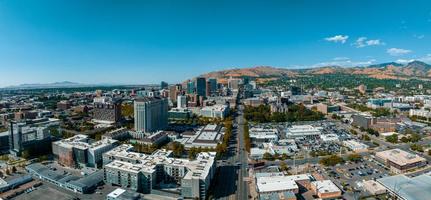 Aerial panoramic view of the Salt Lake City skyline Utah photo