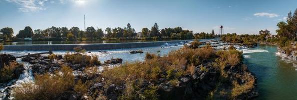 Aerial view of the water fall that the city of Idaho Falls, ID USA is named after. photo