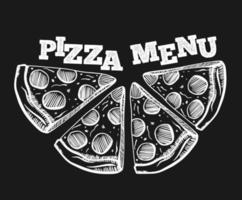 Vector Pizza slice drawing. Hand drawn pizza illustration. Great for menu, poster or label.