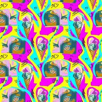 Vector seamless pattern with statue of David with color accent. Museum pattern. Vector illustration. Fashion, interior, wrapping, wall arts, fabric, packaging, web, banner.