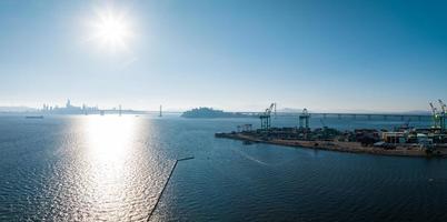 Aerial view of San Francisco downtown in a bay area. photo