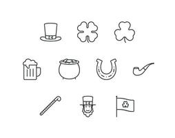 St. Patrick's day outline icon set with luck and beer related icons vector