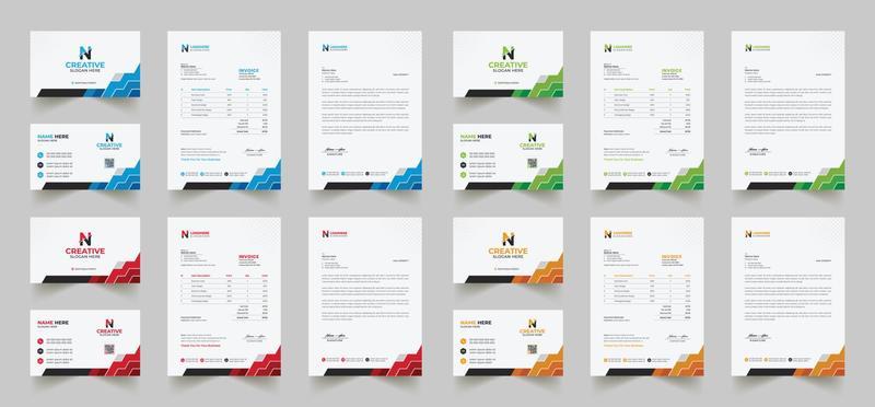 Corporate branding identity design includes Business Card, Invoices, Letterhead Designs, and Modern stationery packs with Abstract Templates