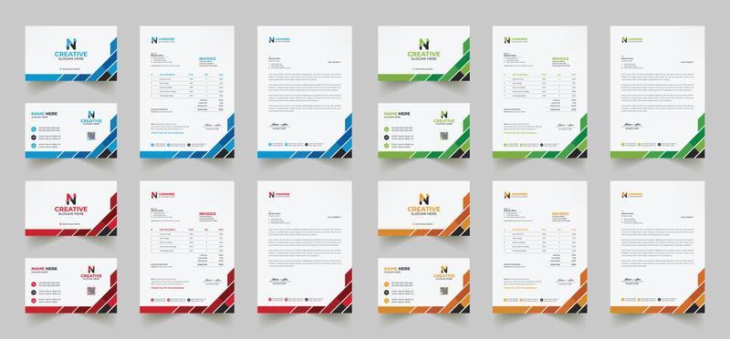 Corporate branding identity design includes Business Card, Invoices, Letterhead Designs, and Modern stationery packs with Abstract Templates