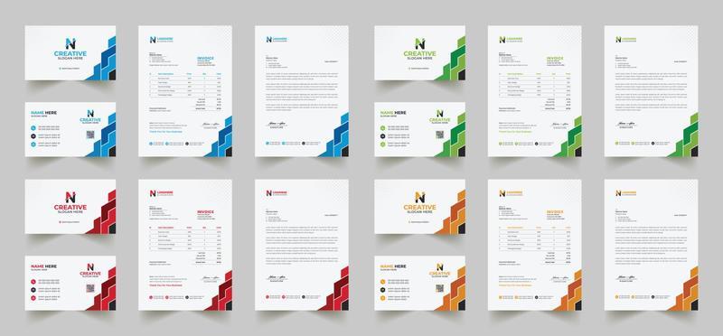 Corporate branding identity design includes Business Card, Invoices, Letterhead Designs, and Modern stationery packs with Abstract Templates