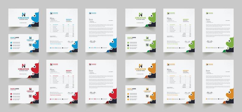 Corporate branding identity design includes Business Card, Invoices, Letterhead Designs, and Modern stationery packs with Abstract Templates