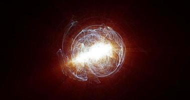 bola de esfera de energía de estrella brillante brillante con una explosión de energía en el núcleo en un espacio de alta tecnología de fondo negro. fondo abstracto foto