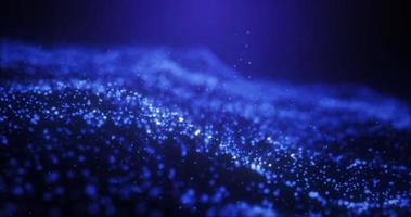 Abstract blue glowing energy waves from particles and magical dots with blur effect on dark background. Abstract background photo