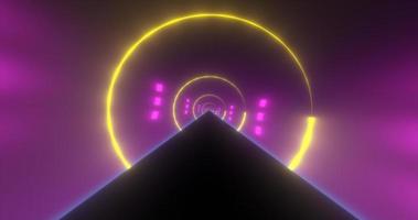 Abstract glowing neon retro tunnel round bright shiny multicolored beautiful. Abstract background photo