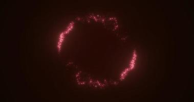 Abstract glowing looped circle made of red lines of magical energy particles. Abstract background photo