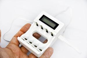 White battery charger. A white device for a battery charger. photo